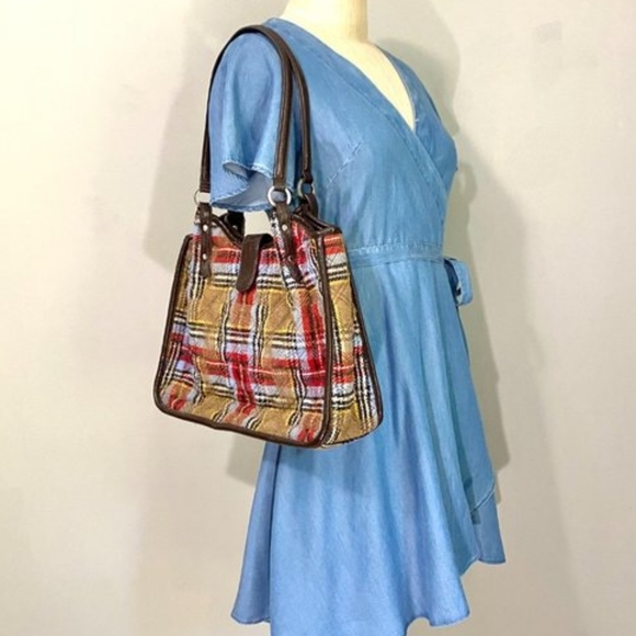 Vera Bradley rare plaid highland wool shoulder handbag - Picture 3 of 9